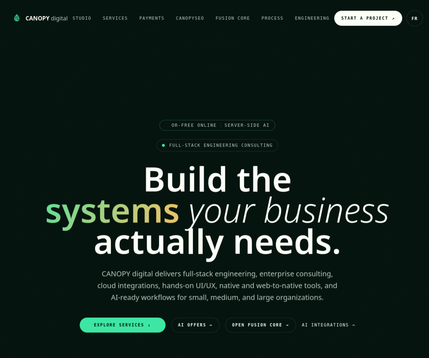 Screenshot of Canopy Digital website
