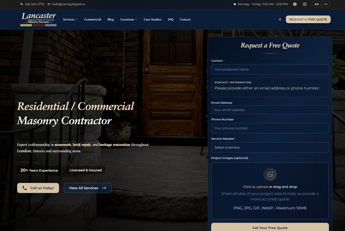 Screenshot of Lancaster FBC website