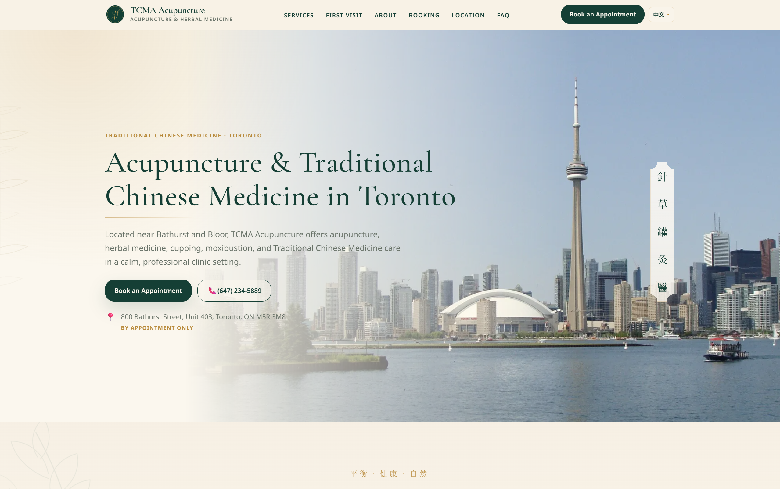 Screenshot of TCM Acupuncture website